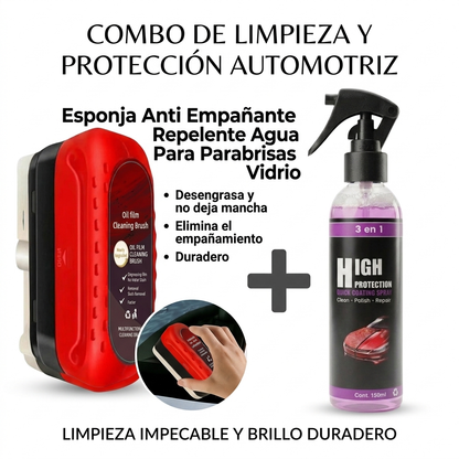 Kit para auto esponja anti-empañante y cera en spray