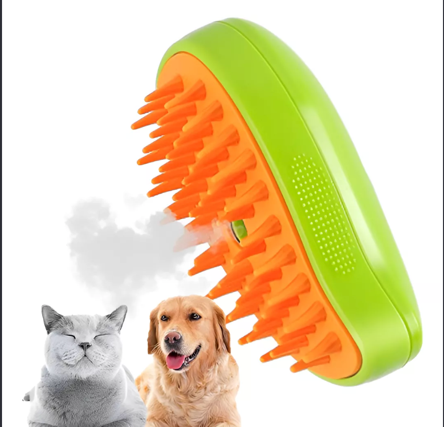 Cepillo a vapor con perro y gato